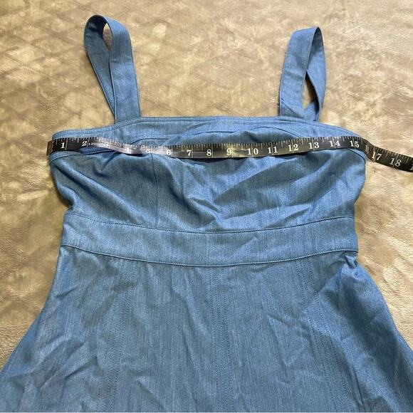 NWOT Lulus Darling Time Blue Chambray Handkerchief Midi Dress With Pocke… - Picture 8 of 9